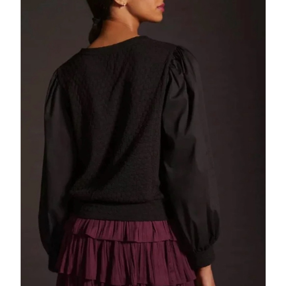 Anthropologie Porridge Black Textured Sweatshirt XS NEW with tags - Picture 2 of 7
